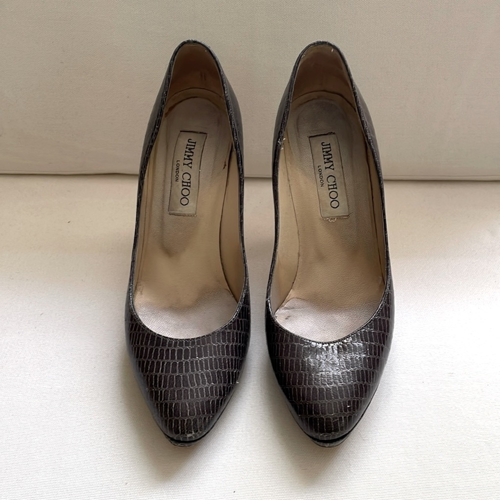 Jimmy Choo Gray Leather Heels